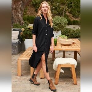 Frank & Eileen Rory Maxi Dress In Black Distressed Famous Denim L